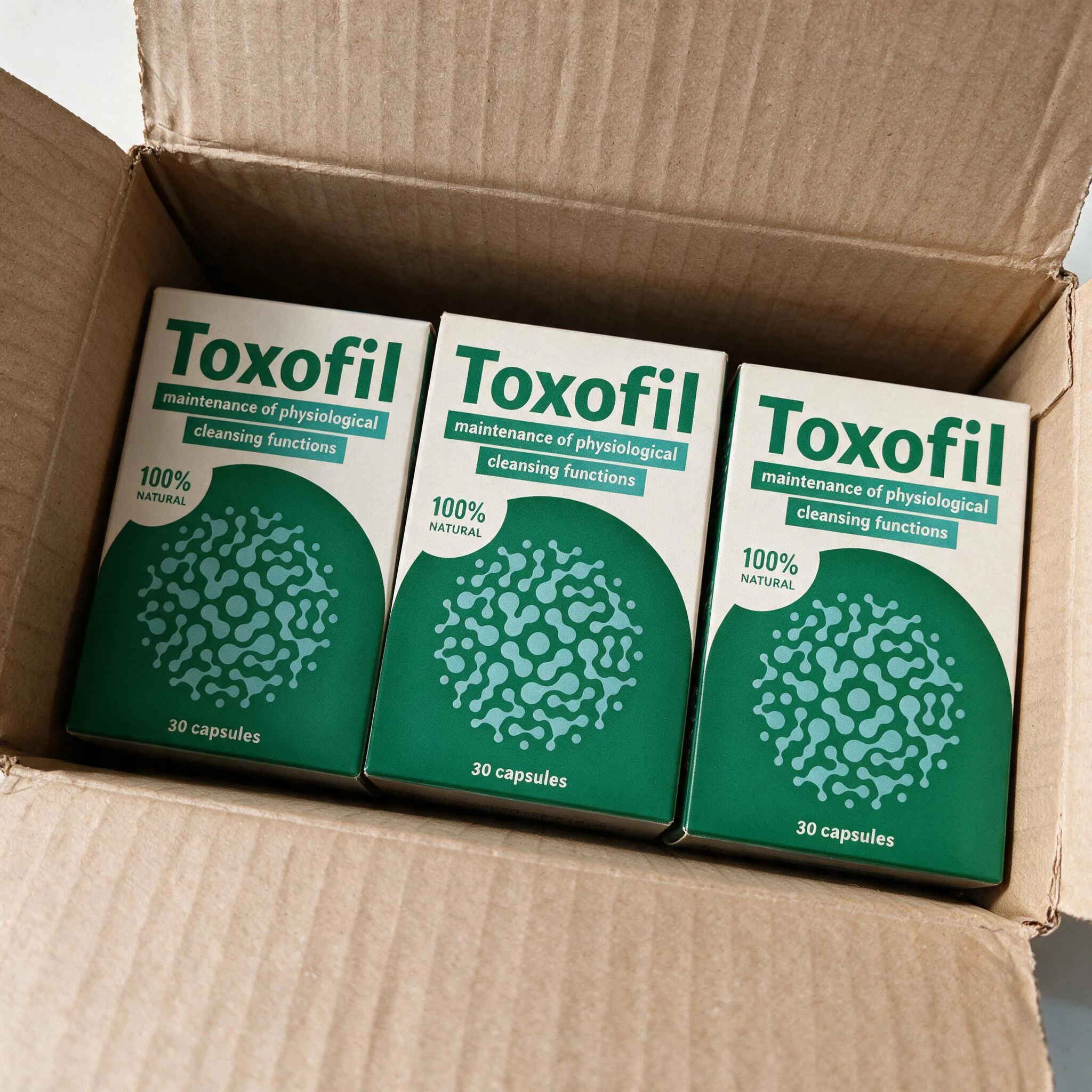 Envase oficial de Toxofil cápsulas con envío express y pago contra reembolso en España